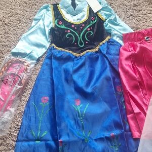 BRAND NEW!! Girls Blue & Black Princess Costume Dress - Anna Style